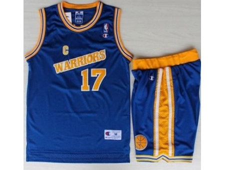 Golden State Warriors 17 Chris Mullin Blue Hardwood Classics NBA Jerseys Shorts Suits