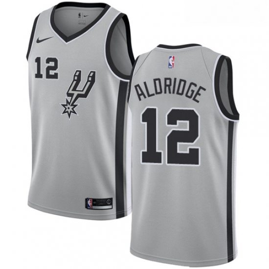 Womens Nike San Antonio Spurs 12 LaMarcus Aldridge Swingman Silver Alternate NBA Jersey Statement Ed