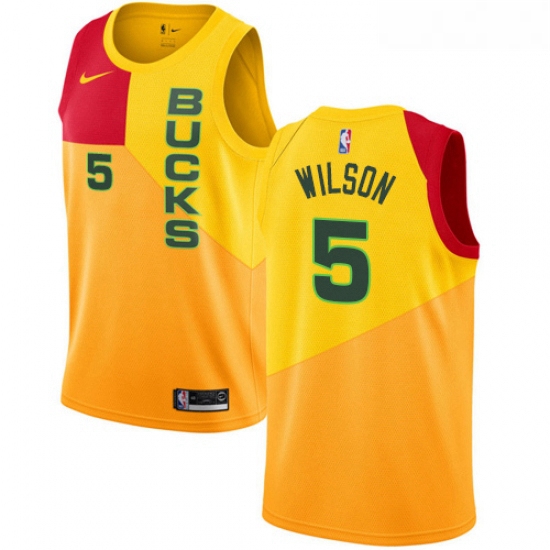 Womens Nike Milwaukee Bucks 5 D J Wilson Swingman Yellow NBA Jersey City Edition