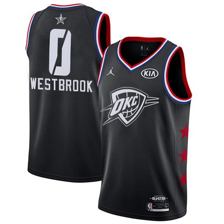 Thunder 0 Russell Westbrook Black Youth Basketball Jordan Swingman 2019 AllStar Game Jersey