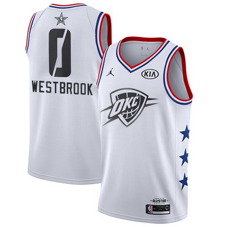 Thunder 0 Russell Westbrook White Youth Basketball Jordan Swingman 2019 AllStar Game Jersey