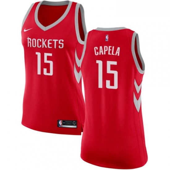 Womens Nike Houston Rockets 15 Clint Capela Swingman Red Road NBA Jersey Icon Edition