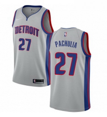 Womens Nike Detroit Pistons 27 Zaza Pachulia Swingman Silver NBA Jersey Statement Edition