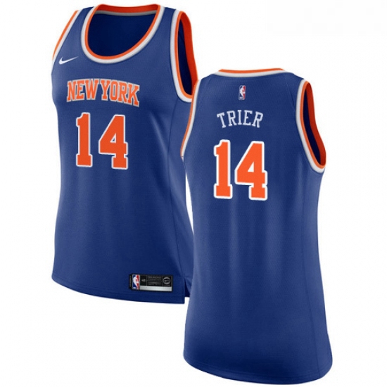 Womens Nike New York Knicks 14 Allonzo Trier Swingman Royal Blue NBA Jersey Icon Edition