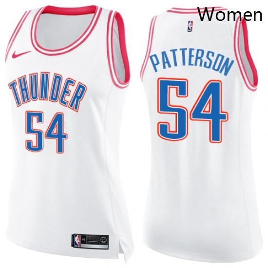 Womens Nike Oklahoma City Thunder 54 Patrick Patterson Swingman WhitePink Fashion NBA Jersey