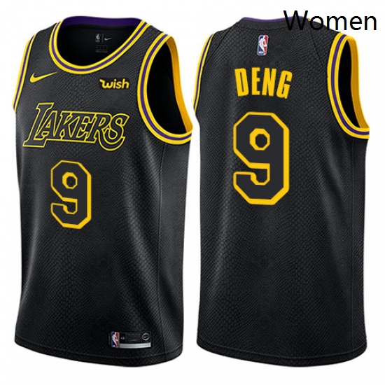 Womens Nike Los Angeles Lakers 9 Luol Deng Swingman Black NBA Jersey City Edition