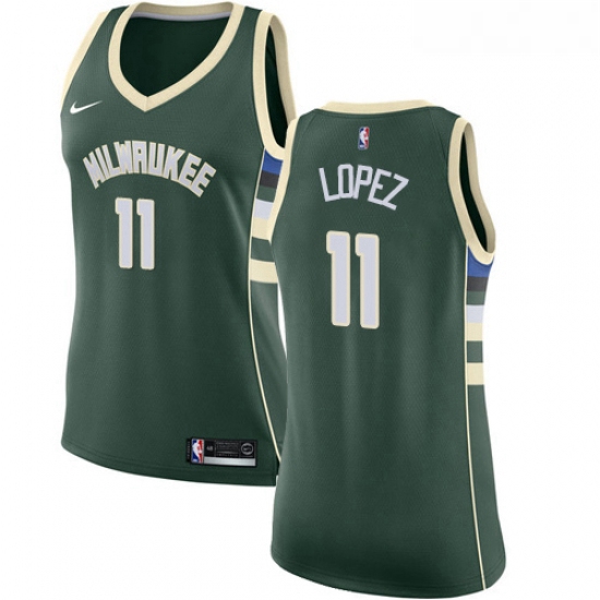 Womens Nike Milwaukee Bucks 11 Brook Lopez Swingman Green NBA Jersey Icon Edition