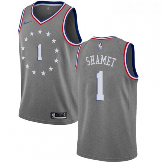 Womens Nike Philadelphia 76ers 1 Landry Shamet Swingman Gray NBA Jersey City Edition