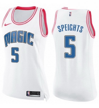 Womens Nike Orlando Magic 5 Marreese Speights Swingman WhitePink Fashion NBA Jersey