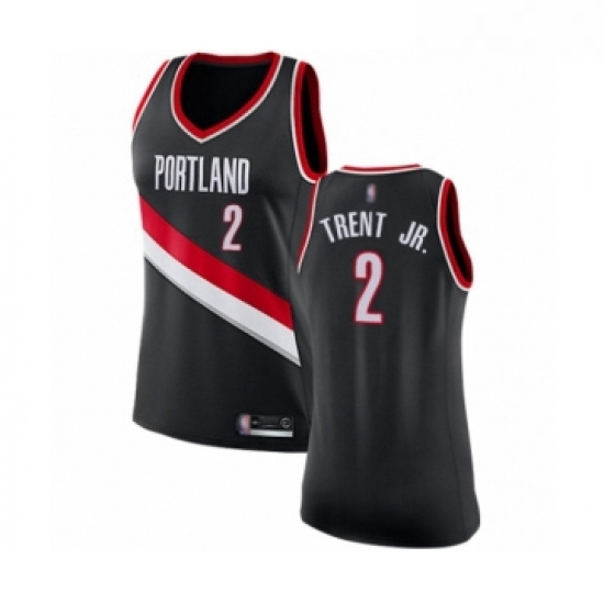 Womens Portland Trail Blazers 2 Gary Trent Jr Swingman Black Basketball Jersey Icon Edition