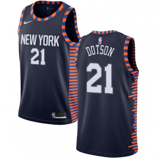 Womens Nike New York Knicks 21 Damyean Dotson Swingman Navy Blue NBA Jersey 2018 19 City Edition