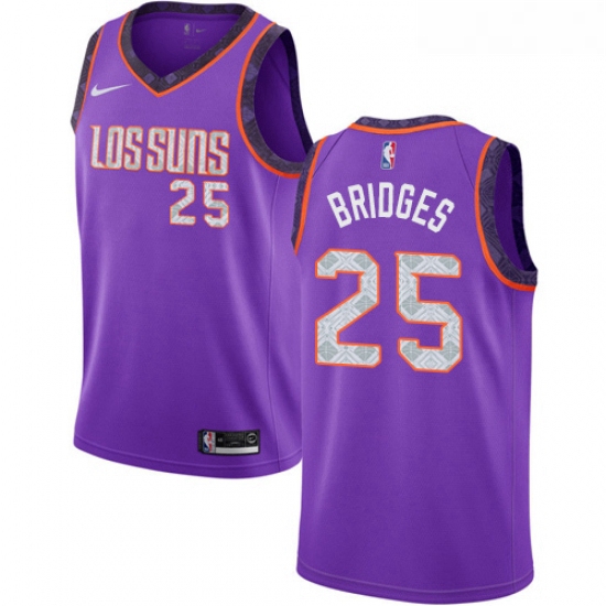 Womens Nike Phoenix Suns 25 Mikal Bridges Swingman Purple NBA Jersey 2018 19 City Edition