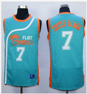 Flint Tropics #7 Coffee Black Blue Semi-Pro Movie Stitched Basketball Jersey