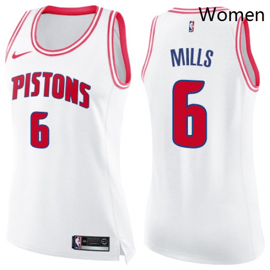 Womens Nike Detroit Pistons 6 Terry Mills Swingman WhitePink Fashion NBA Jersey