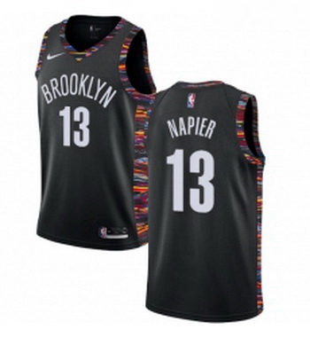 Womens Nike Brooklyn Nets 13 Shabazz Napier Swingman Black NBA Jersey 2018 19 City Edition