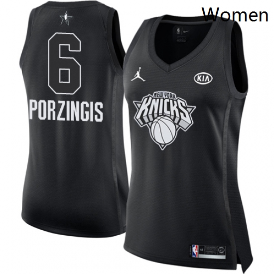 Womens Nike Jordan New York Knicks 6 Kristaps Porzingis Swingman Black 2018 All Star Game NBA Jersey