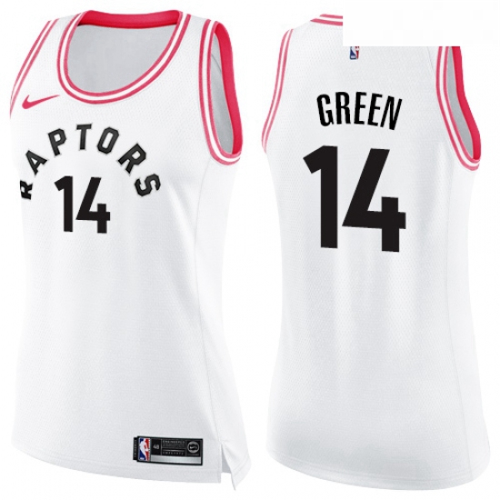 Womens Nike Toronto Raptors 14 Danny Green Swingman White Pink Fashion NBA Jersey