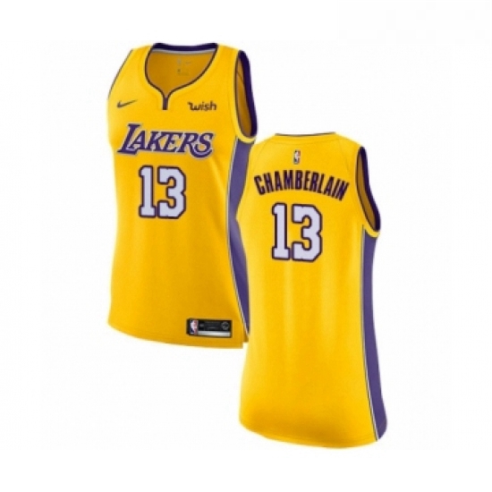 Womens Los Angeles Lakers 13 Wilt Chamberlain Authentic Gold Hom