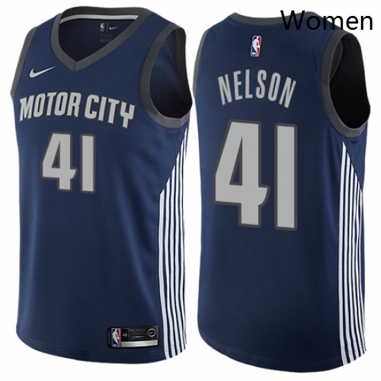 Womens Nike Detroit Pistons 41 Jameer Nelson Swingman Navy Blue 