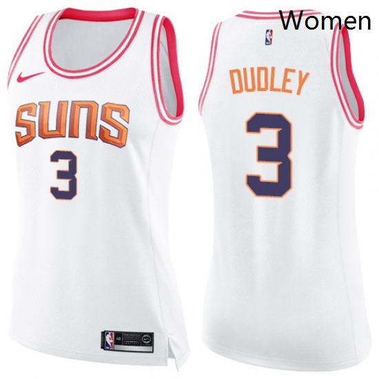 Womens Nike Phoenix Suns 3 Jared Dudley Swingman WhitePink Fashion NBA Jersey