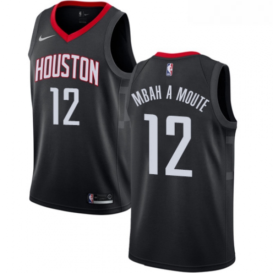 Womens Nike Houston Rockets 12 Luc Mbah a Moute Authentic Black Alternate NBA Jersey Statement Editi