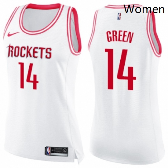 Womens Nike Houston Rockets 14 Gerald Green Swingman WhitePink Fashion NBA Jersey