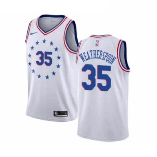 Womens Nike Philadelphia 76ers 35 Clarence Weatherspoon White Swingman Jersey Earned Edition