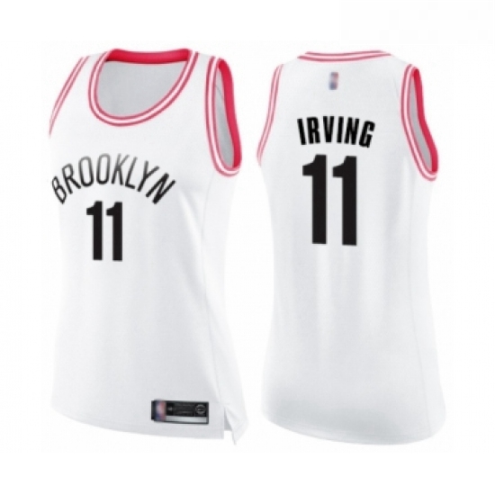 Womens Brooklyn Nets 11 Kyrie Irving Swingman White Pink Fashion Basketball Jersey