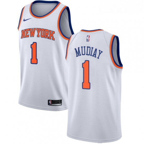 Womens Nike New York Knicks 1 Emmanuel Mudiay Authentic White NBA Jersey Association Edition