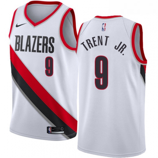 Womens Nike Portland Trail Blazers 9 Gary Trent Jr Authentic White NBA Jersey Association Edition