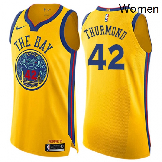 Womens Nike Golden State Warriors 42 Nate Thurmond Swingman Gold