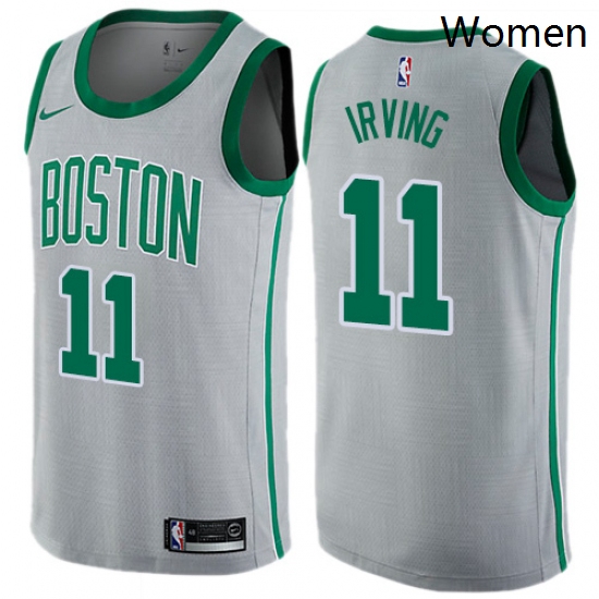 Womens Nike Boston Celtics 11 Kyrie Irving Swingman Gray NBA Jer