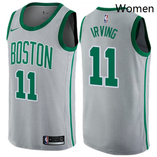 Womens Nike Boston Celtics 11 Kyrie Irving Swingman Gray NBA Jersey City Edition