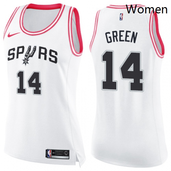 Womens Nike San Antonio Spurs 14 Danny Green Swingman WhitePink Fashion NBA Jersey