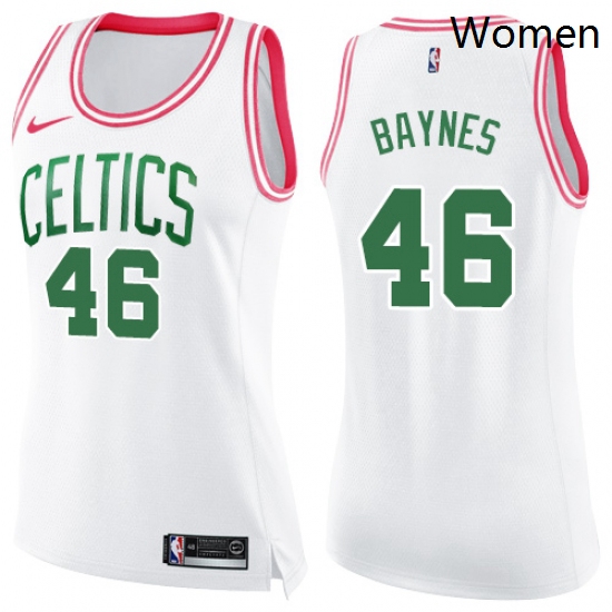 Womens Nike Boston Celtics 46 Aron Baynes Swingman WhitePink Fas