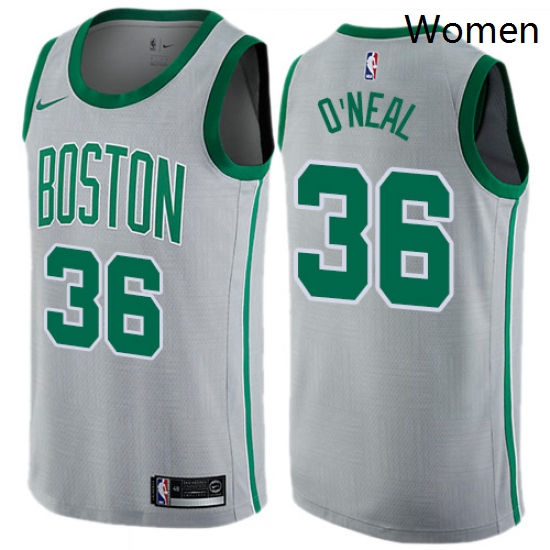 Womens Nike Boston Celtics 36 Shaquille ONeal Swingman Gray NBA Jersey City Edition