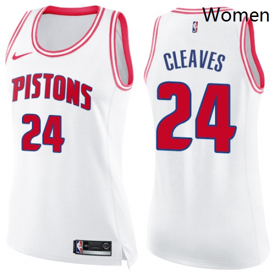 Womens Nike Detroit Pistons 24 Mateen Cleaves Swingman WhitePink