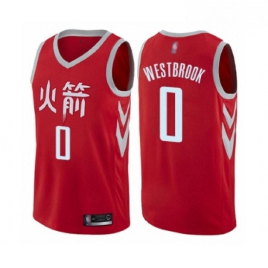 Womens Houston Rockets 0 Russell Westbrook Swingman Red Basketball Jersey City Edition