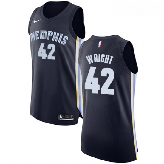 Womens Nike Memphis Grizzlies 42 Lorenzen Wright Authentic Navy 