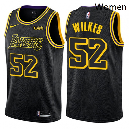 Womens Nike Los Angeles Lakers 52 Jamaal Wilkes Swingman Black NBA Jersey City Edition