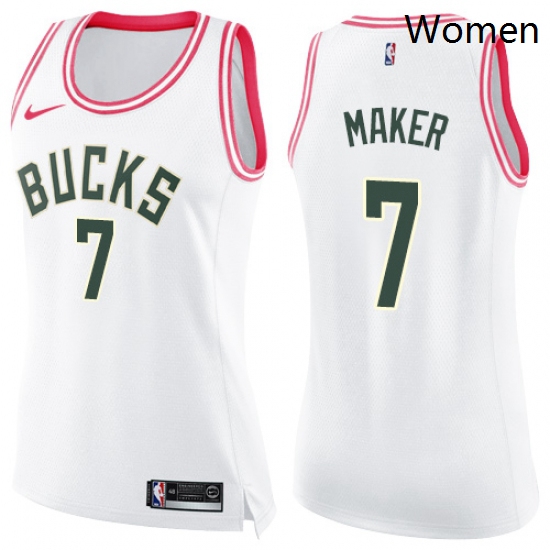 Womens Nike Milwaukee Bucks 7 Thon Maker Swingman WhitePink Fash