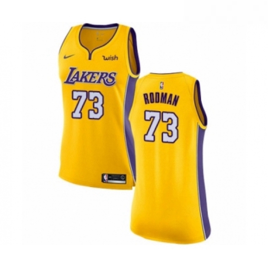 Womens Los Angeles Lakers 73 Dennis Rodman Authentic Gold Home B