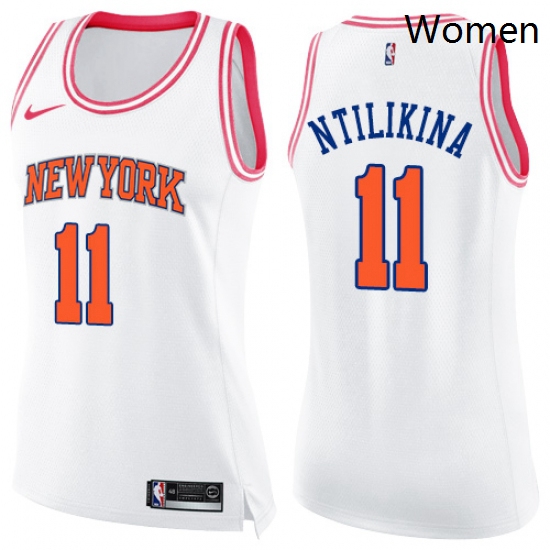 Womens Nike New York Knicks 11 Frank Ntilikina Swingman WhitePin