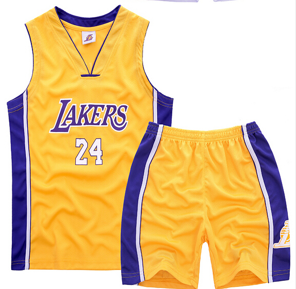 Youth NBA Los Angeles Lakers 24# Kobe Bryant  Yellow Suit Sets