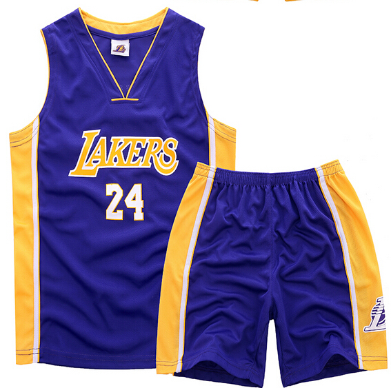 Youth NBA Los Angeles Lakers 24# Kobe Bryant  Purple Suit Sets