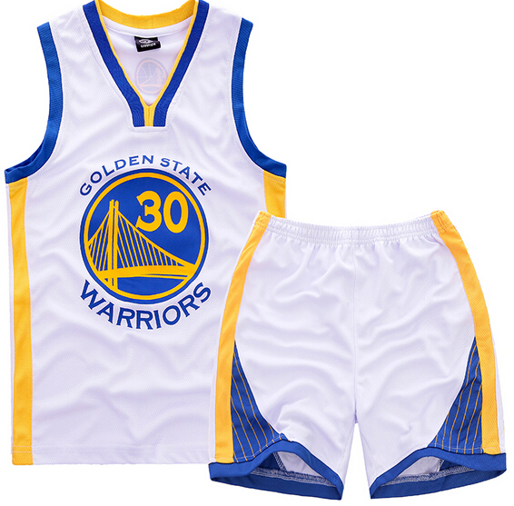 Youth NBA Golden State Warriors 30# Steve Curry White Suit Sets