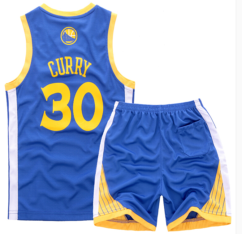 Youth NBA Golden State Warriors 30# Steve Curry Blue Suit Sets