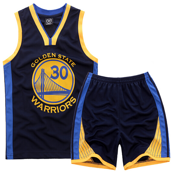 Youth NBA Golden State Warriors 30# Steve Curry Black Suit Sets