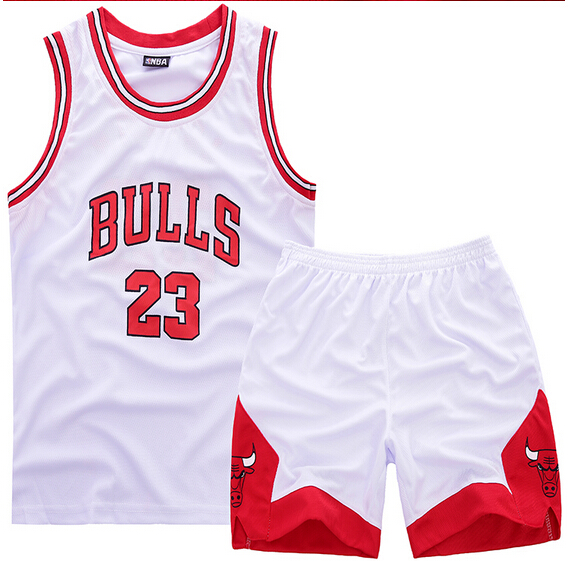 Youth NBA Chicago Bulls 23# Mickle Jordan White Suit Sets