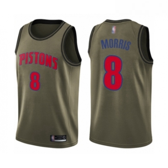 Youth Detroit Pistons 8 Markieff Morris Swingman Green Salute to Service Basketball Jersey